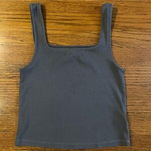 NEW Old Navy Gray Ribbed Square Neck Cropped Tank Top
